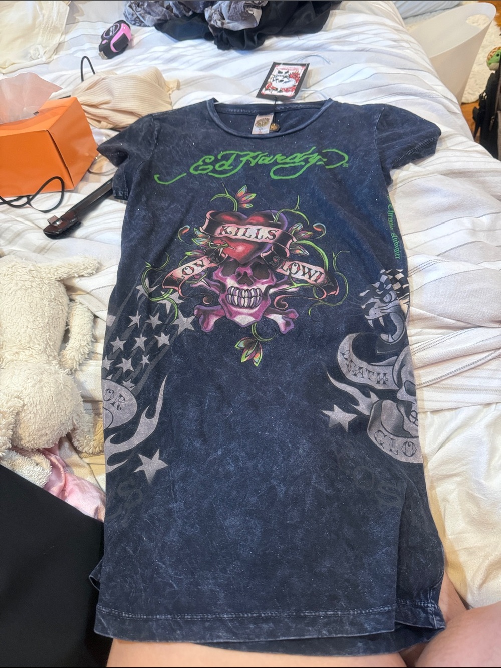 Ed Hardy Black Short-Sleeve Graphic Skull Tee